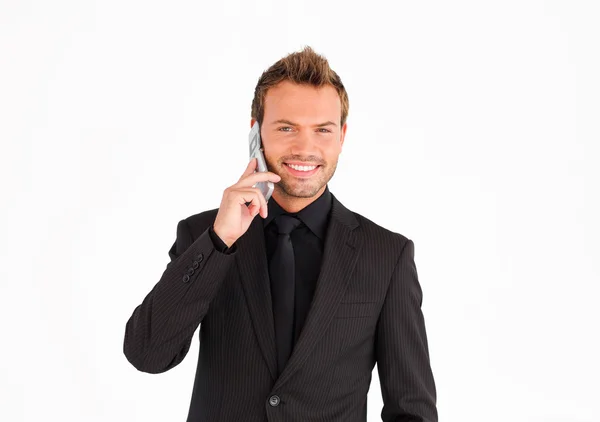 Friendly businessman talking on the phone — Stock Photo, Image
