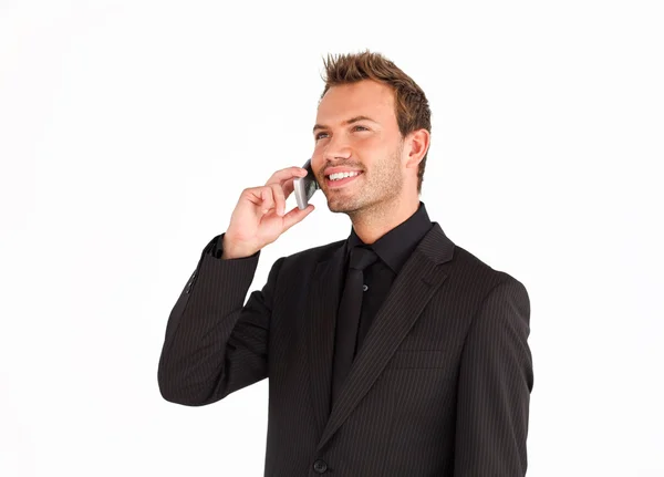 Homme d'affaires attrayant au téléphone — Photo