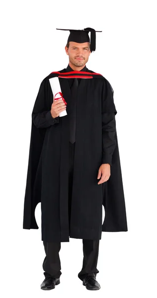 Lisansüstü adam elinde bir diploma — Stok fotoğraf