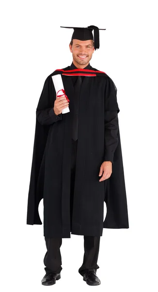 Счастливый выпускник с дипломом — стоковое фото
