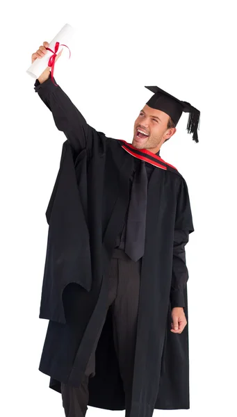 Homme heureux célébrant sa graduation — Photo