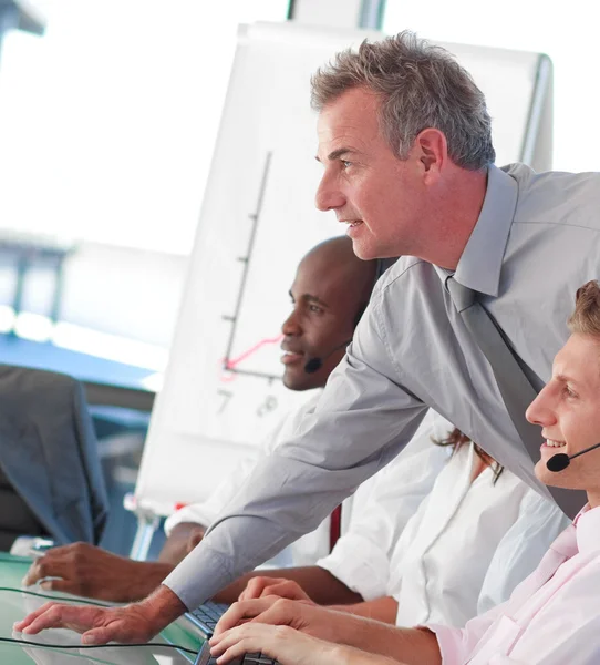 Business working in a call centre — Stock Photo, Image