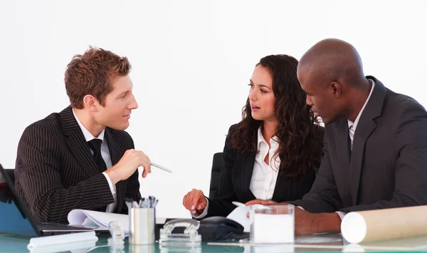 Verksamhet team samtala i ett möte — Stockfoto