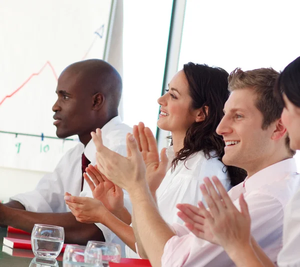 Business team clapping in a meeting — Stock Photo, Image