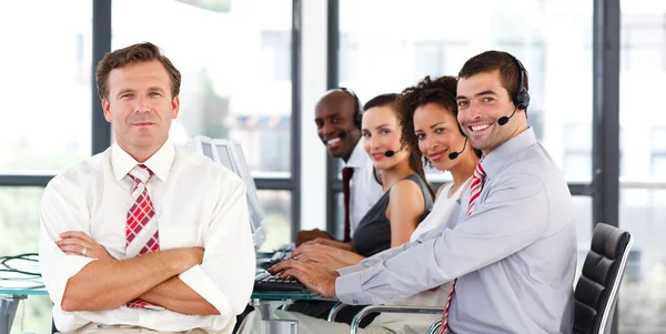 Business working in a call center — Stock Photo, Image