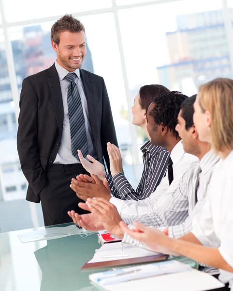 Business clapping after a presentation — Stock Photo, Image