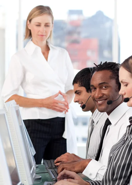 Concentrated team in a call center — Stock Photo, Image