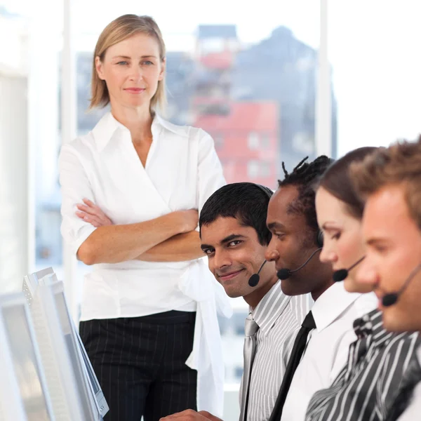 Concentrated team in a call center — Stock Photo, Image