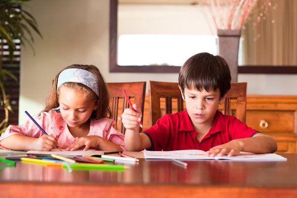 Kinderen die huiswerk maken — Stockfoto