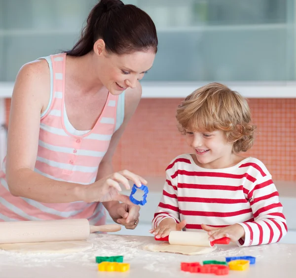 Mother and her son baking at home — Stock Photo, Image
