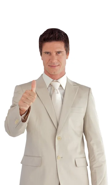 Confident businessman doing a thumb-up — Stock Photo, Image