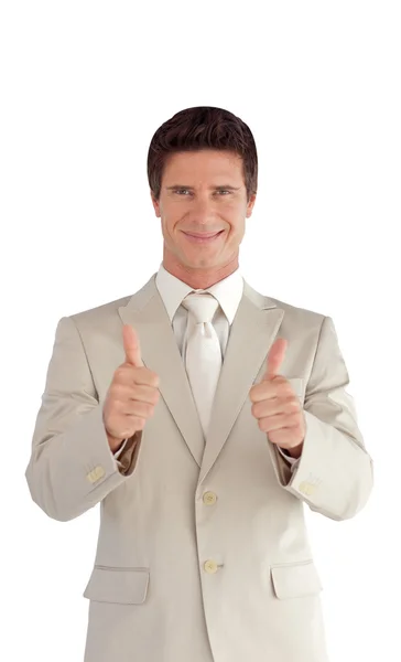 Confident businessman doing a thumb-up — Stock Photo, Image