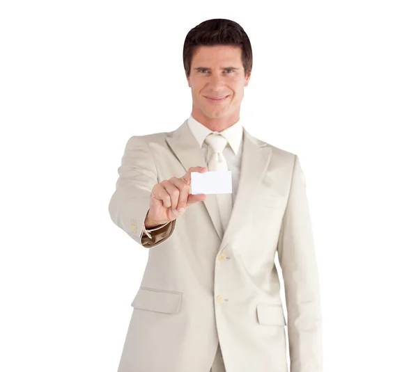 Confident businessman standing at the camera — Stock Photo, Image