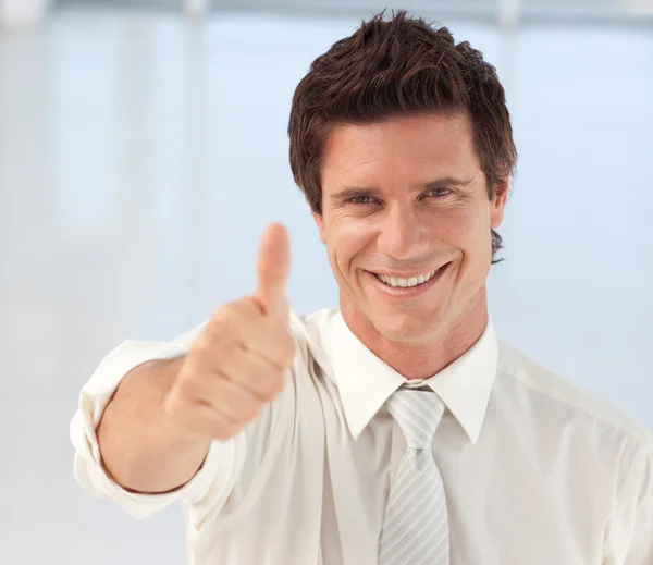 Businessman with Thumb up to camera — Stock Photo, Image