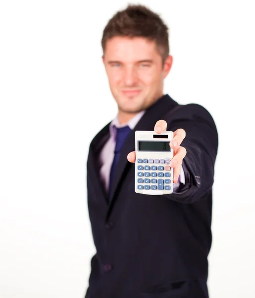 Homem com uma calculadora — Fotografia de Stock
