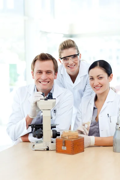 Science students working in a laboratory — Stock Photo, Image