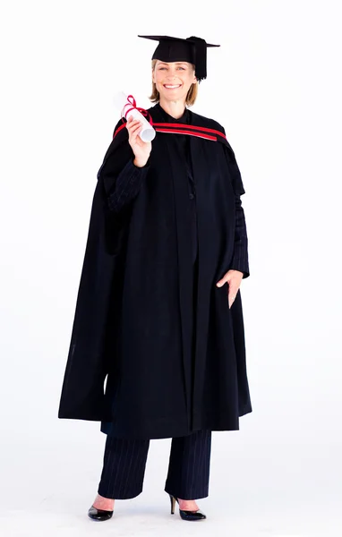 Šťastné blond girl slaví úspěchy s diplomem — Stock fotografie