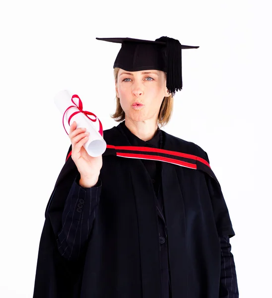 stock image Close-up of beautiful girl showing her diploma