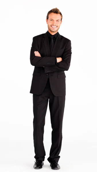 Happy businessman with folded arms — Stock Photo, Image