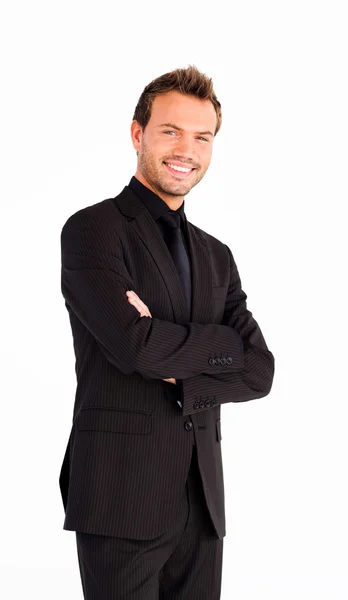 Empresário sorridente com braços cruzados — Fotografia de Stock