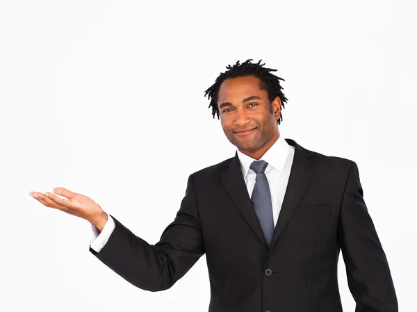 Happy businessman offering his hand — Stock Photo, Image