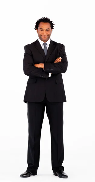 Uomo d'affari amichevole con le braccia incrociate — Foto Stock