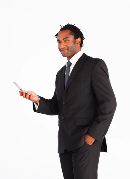 Young businessman sending text message — Stock Photo, Image