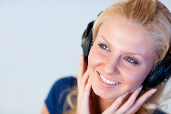 Portrait of an attractive woman with headphones — Stock Photo, Image