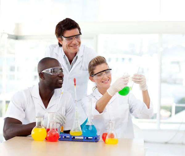Scientists examining a test-tube — Stock Photo, Image