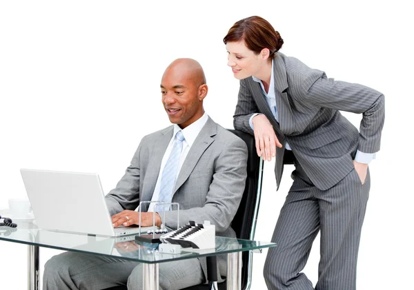 Business partners working on the computer — Stock Photo, Image