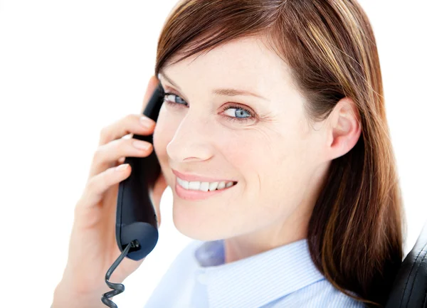 Mooie zakenvrouw aan de telefoon — Stockfoto