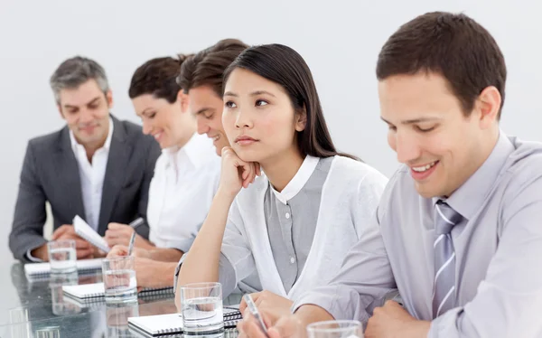 Bored businesswoman at a conference — Stock Photo, Image