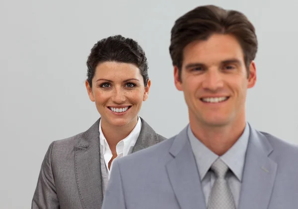 Happy Business associates standing in a line — Stock Photo, Image