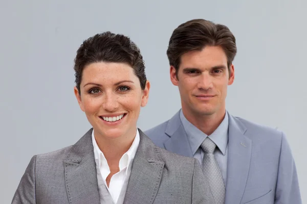 Smiling Business in a line — Stock Photo, Image