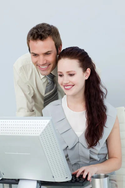 Attractive business using a computer — Stock Photo, Image