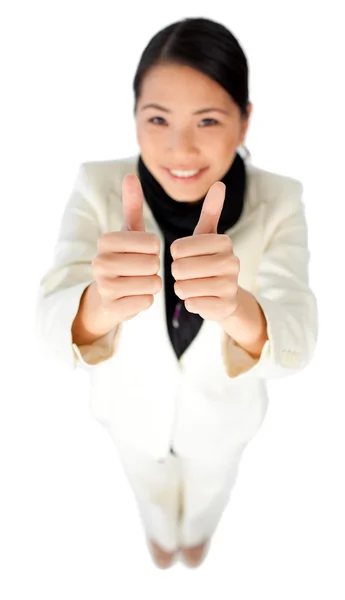 成功的年轻商人与竖起大拇指 — 图库照片