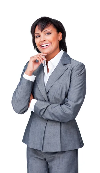 Portrait of a young businesswoman with folded arms — Stock Photo, Image