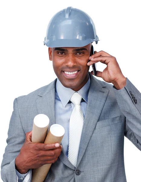 Confident male architect on phone — Stock Photo, Image