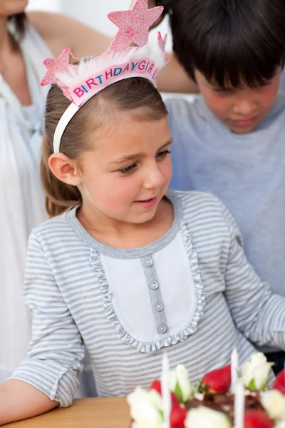 Portrait of a little girl at her birthday — Stock Photo, Image