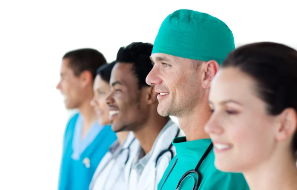 Multi-ethnic medical group standing in a line — Stock Photo, Image