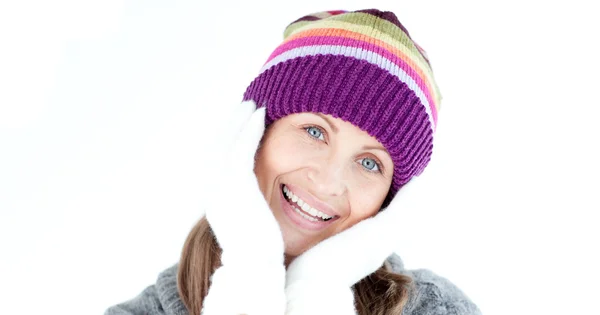 Positive woman looking at the camera — Stock Photo, Image