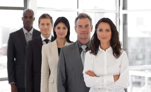 Business woman leading a business team — Stock Photo, Image