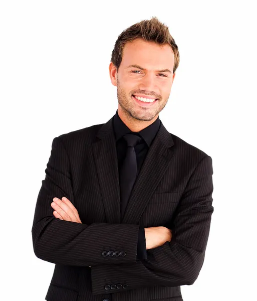 Happy businessman with crossed arms Stock Picture