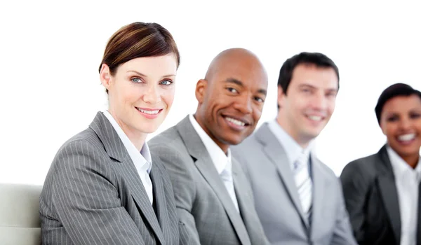 Portrait of smiling business team during a presentation Royalty Free Stock Images