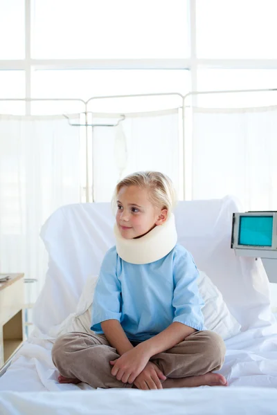 Little girl with a neck brace — Stock Photo, Image