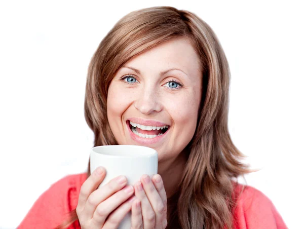 Cute woman drinking a cup of coffee Royalty Free Stock Images