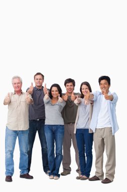 Smiling group giving thumbs up clipart