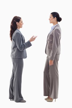 Two businesswomen talking face to face clipart