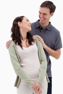 Close-up of a couple who laughs together clipart