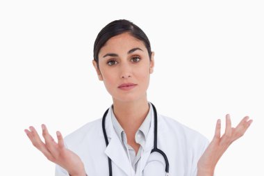 Close up of confused female doctor clipart